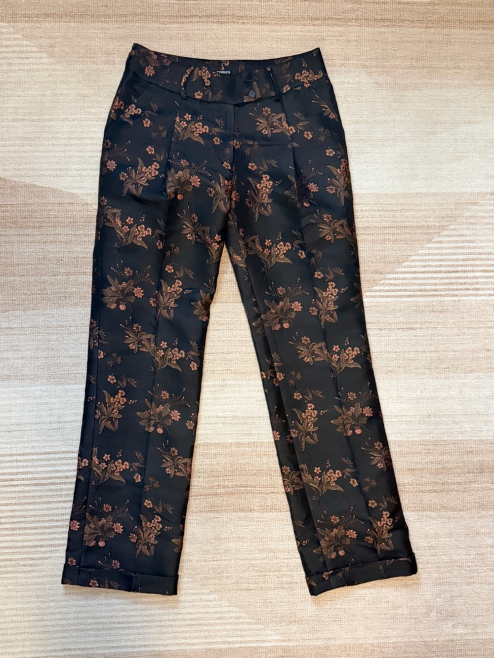 Tall | Sumissura Tailored Floral Trousers | Black Brown Print | 34” Inseam
